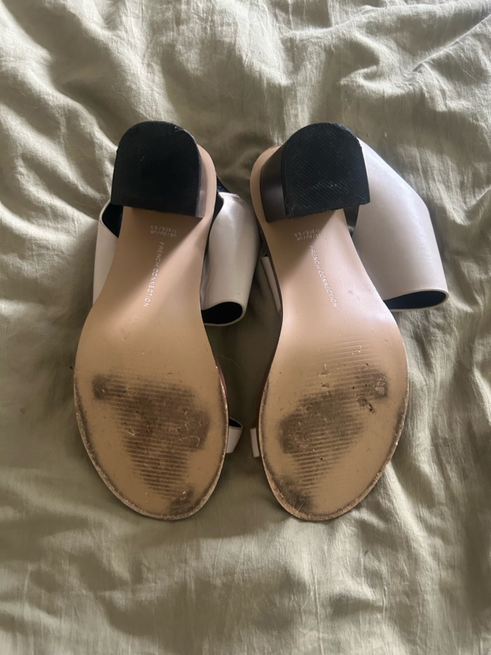 French Connection Cream Block Heel Sandals - Picture 3 of 3